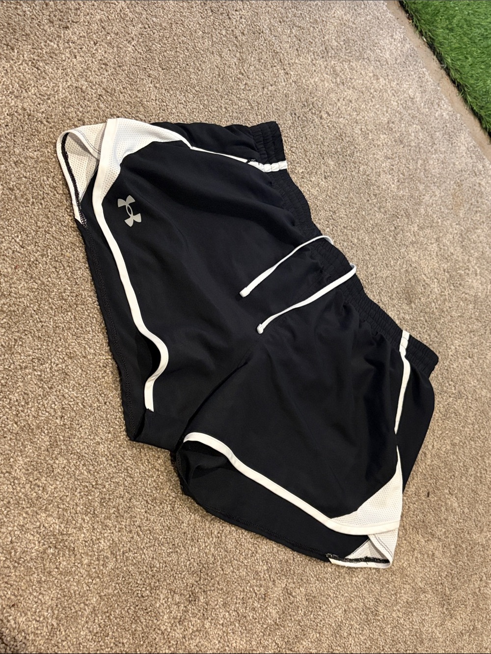 Under Armour Women’s Black Athletic Shorts with White Piping
